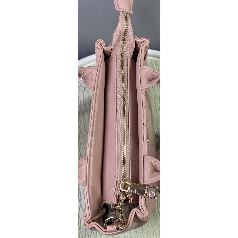 Bebe Everett Women Small Satchel Bag W/pouch Pink Quilted Soft Purse 6x9x4